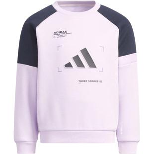 阿迪达斯童装女童加绒卫衣25冬季小大童透湿保暖圆领运动衫KB5129