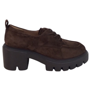 哈森HARSON正品2025新款春秋季高跟方头厚底系带女单皮鞋HL257701