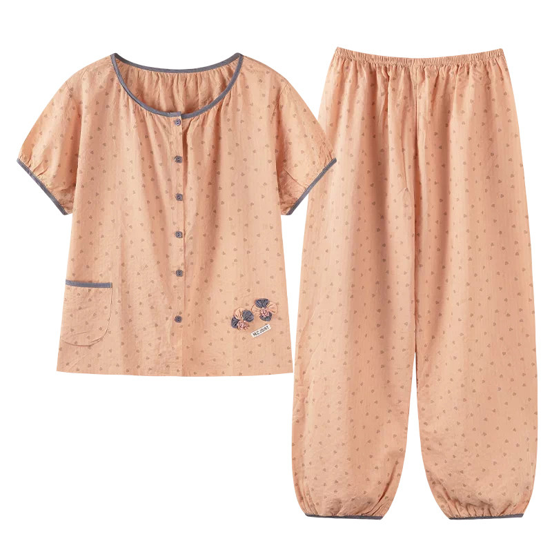 康汝雅梭织纯棉短袖八分裤家居服
