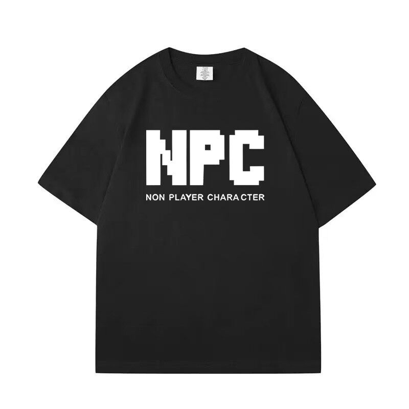 【NPC非玩家】夏季趣味搞笑字母短袖t恤男女宽松大码圆领半袖衣服