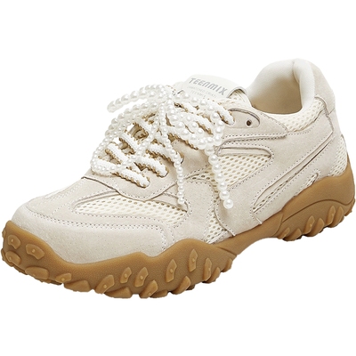 天美意秋新款德训鞋休闲复古潮流百搭系带女阿甘鞋KG106CM5