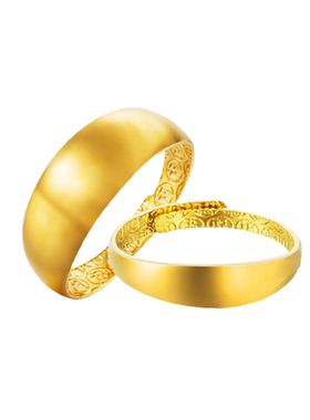 现货越南沙金情侣光面戒指 男女款经典百搭可调节开口镀黄金戒指