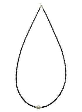 珍珠吊坠天然黑尖晶小米珠项链女