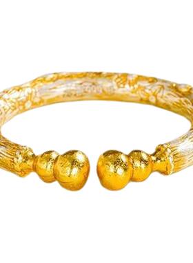 足银9999描金葫芦樱花情侣戒指