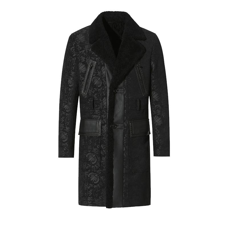 ANDREW MACKENZIE意大利男装提花拼接长款大衣外套551102244306