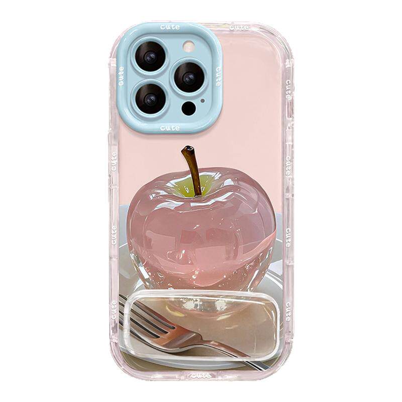 水晶iPhone奶油壳防摔带镜支架