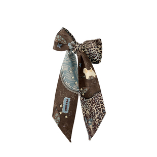 奥松原创焦糖雾霭小狗发带长条丝巾秋冬绑包高级感薄款缠包长飘带