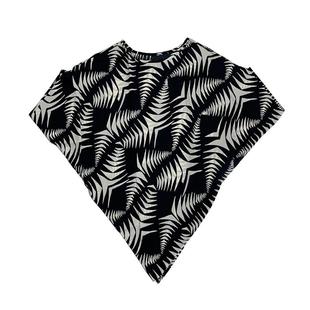 夏季设计感印花撞色蝙蝠袖圆领缎面小杉女不规则中长款上衣雪纺衫