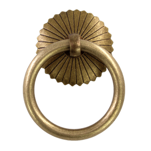 中式仿古纯铜单孔圆环铜拉手复古窗户柜门中药斗柜抽屉全铜小把手