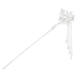 足银999发簪百合花铃兰蝴蝶长流苏新中式纯银钗旗袍汉服搭配送礼