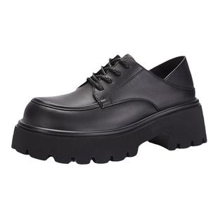 达芙妮厚底乐福鞋女秋季2025新款百搭英伦风小皮鞋复古黑色单鞋子