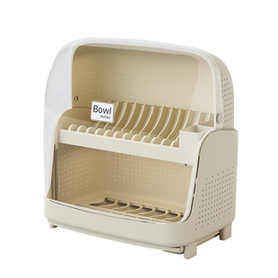 碗筷餐具收纳盒双层大容量带盖多功能碗柜厨房装碗盘沥水置物架子