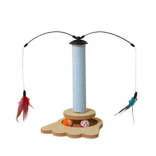 猫玩具自嗨解闷逗猫抓板剑麻耐磨瓦楞纸转盘球逗猫棒立式猫咪抓柱