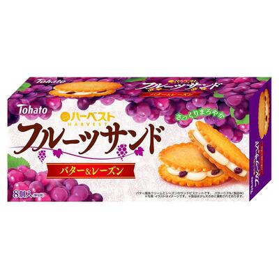 日本人气伴手礼零食 桃哈多tohato 乖乖系列葡萄奶油夾心软饼104g