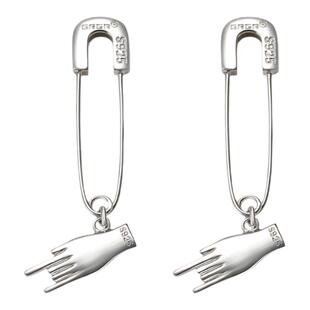 GRGR S925纯银别针耳环男士嘻哈小众扣针耳坠女hiphop个性耳饰