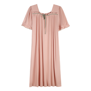 轩靓睡裙女夏季莫代尔短袖半袖长裙薄款冰丝凉感睡衣加大码家居服