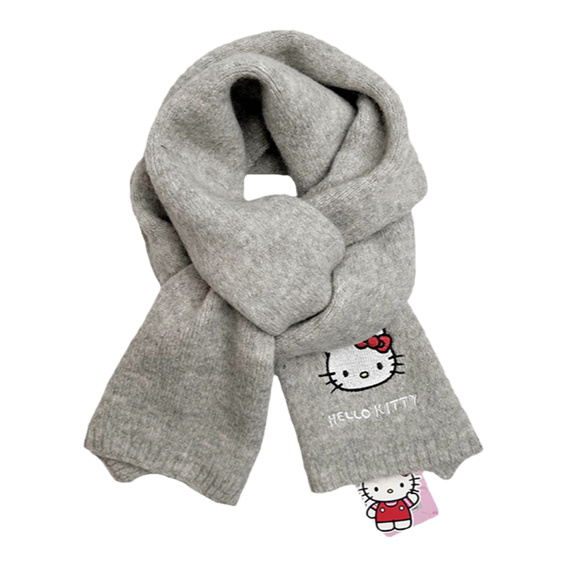 正版授权HelloKitty凯蒂猫针织刺绣围巾女秋冬季可爱保暖围脖学生