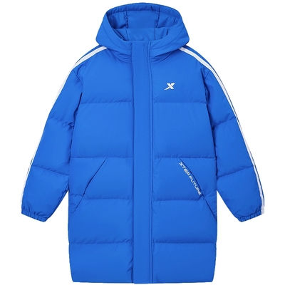 特步童装男童三防长款羽绒服