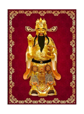 客厅镇宅风水财神爷佛像供奉壁画