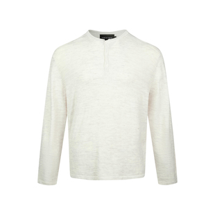 BTSG美式复古亚麻混纺肌理赶亨利领针织衫慵懒松弛感休闲打底长袖