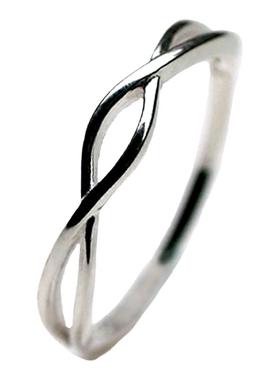 简约线条交集戒指纯银