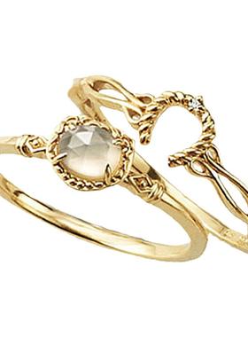 agete幸运U形马蹄女银日系戒指