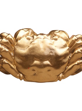 黄铜实心招财将军螃蟹转转摆件礼