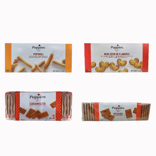 Poppies卜布思焦糖饼干比利时进口蝴蝶酥脆卷咖啡茶曲奇零食独立