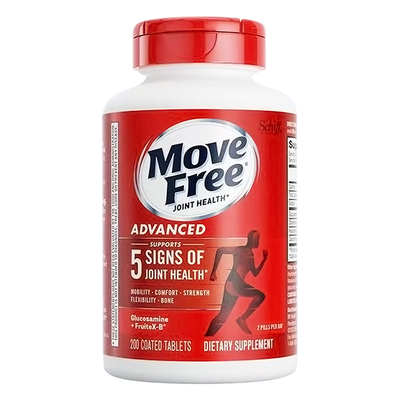 美国MoveFree益节氨糖软骨素红瓶200粒中老年养护关节葡萄糖钙片