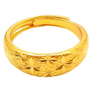 时尚日韩沙金戒指男女情侣对戒活口镀金结婚仿真黄金戒指饰品礼物