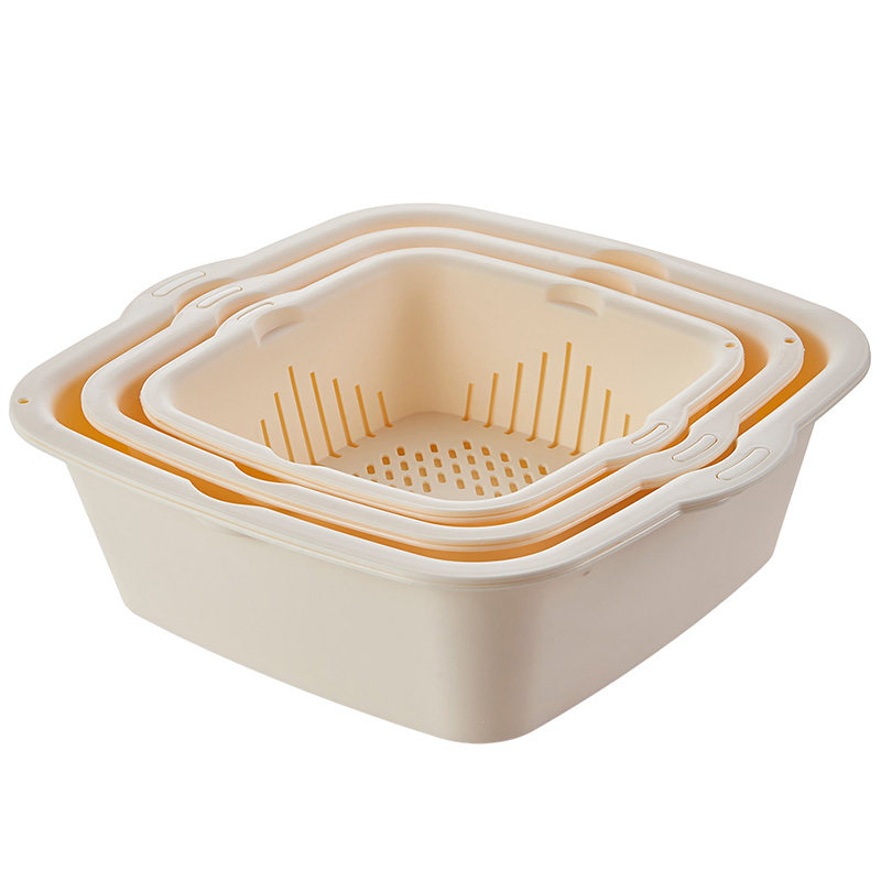 多功能双层沥水篮洗菜蓝子塑料盆客厅汲厨房神器水果盘大号筐家用