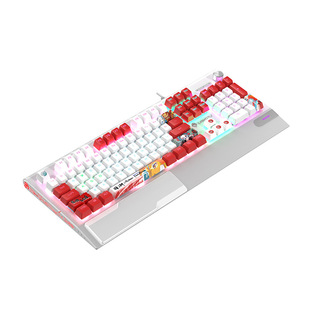 狼途K1000有线机械键盘女生白色主题拼色游戏电竞办公手托旋钮