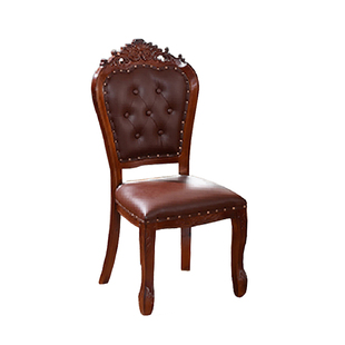 欧式餐椅酒店餐厅实木椅子简约成人家用吃饭白色皮革凳子麻将椅子