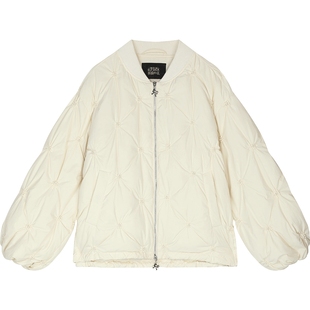 妖精的口袋白色菱格轻薄云朵羽绒服女2025年冬新款小个子短款外套