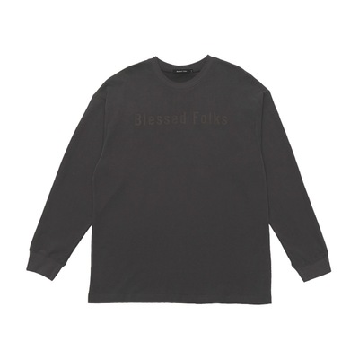 BlessedFolks秋冬男女同款情侣logo绒布印花亲肤微绒圆领长袖T恤