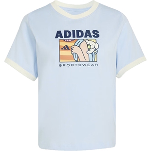 adidas阿迪达斯夏季女子运动休闲圆领短袖T恤KC8602