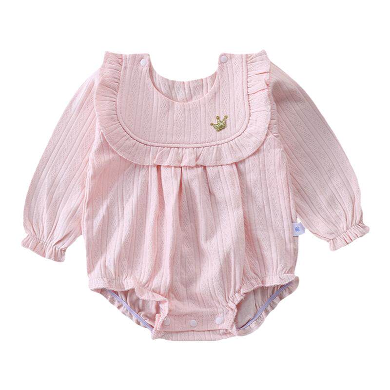 长袖包屁衣女宝春秋公主服洋气婴儿衣服春装连体女孩百天三角哈衣