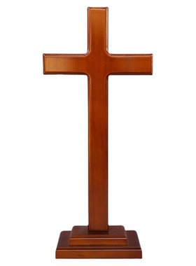橡木色实木十字架摆件教