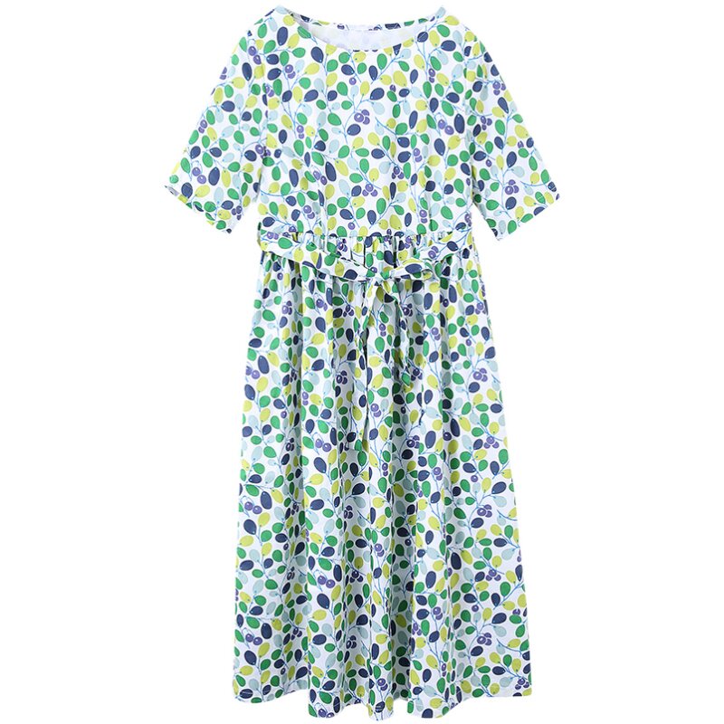 文艺亲子装母女连衣裙夏季棉印花