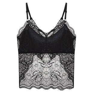 大码美背内衣胖mm200斤蕾丝性感打底背心网红新款无钢圈吊带抹胸