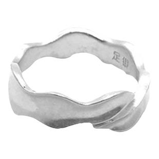 纹砖Veinsbrick《湾戒》素银波浪纹简约小众纯银S990开口男女戒指