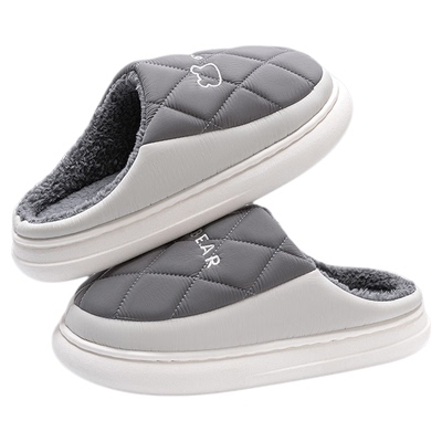 日本防水棉拖鞋男士青少年秋冬季2025新款室内家居厚底防滑毛拖女