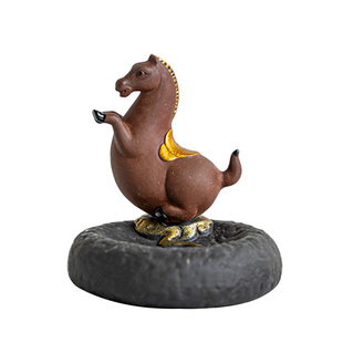 创意陶瓷骏马奔腾摆件中式家居插香底座摆件线香桌面装饰香托用品