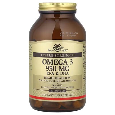 美国Solgar鱼油欧米茄-3 EPA&DHA三重力量 950mg 50粒 软胶囊