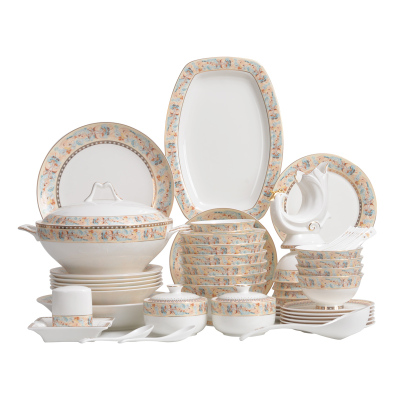 餐具套装轻奢高级感唐山红玫瑰骨瓷飞天乔迁礼品碗家用新款