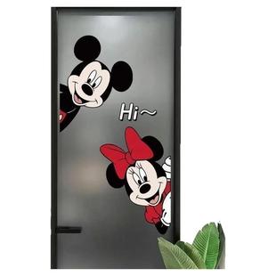 米奇米妮卫生间玻璃门静电贴贴膜厕所门窗装饰画浴室门高级感贴膜