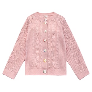 印象草原纯山羊绒秋冬新款圆领女针织开衫外套女