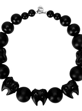 Emosalad亮钻牙齿串珠百搭项链