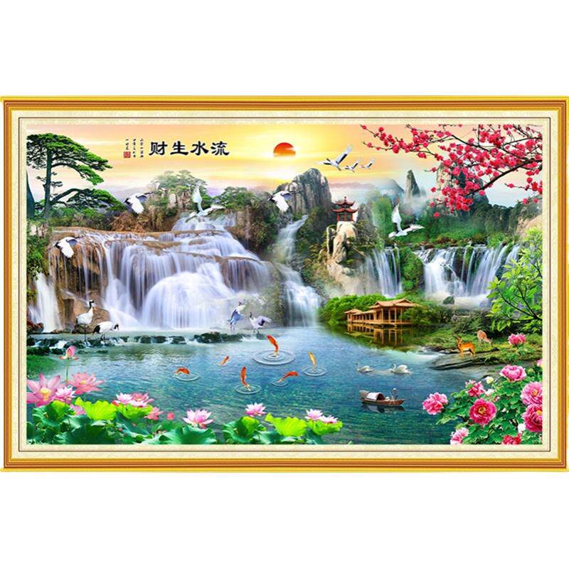壁画山水画立体印框自粘墙贴画壁纸客厅沙发背景墙纸防水装饰框画