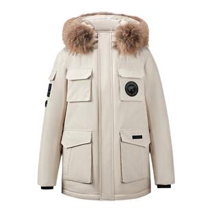 马克华菲工装羽绒服冬季2026新款貉子大毛领派克服时尚加厚外套HE